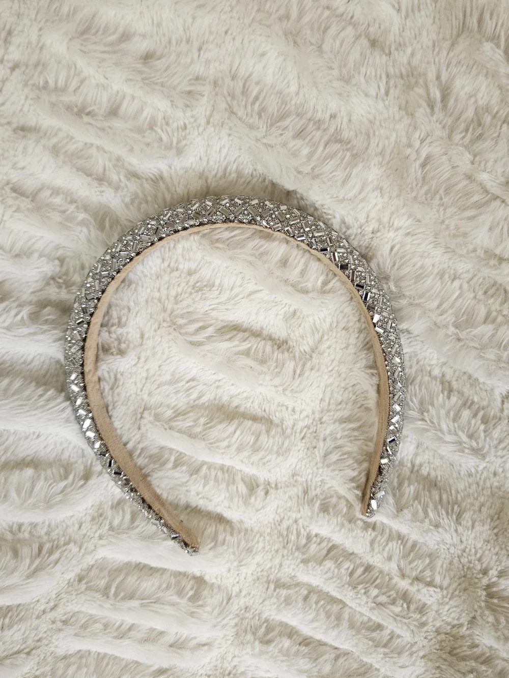 Crystal Embellished Silver Headband - Women's Accessories